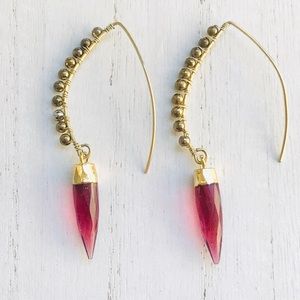 Luvleigh designs / pink tourmaline & gold beads  earrings